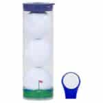 Clear Tube with 3 Bridgestone Treo Golf Balls and a Hat Clip with magnetic ball marker - 1